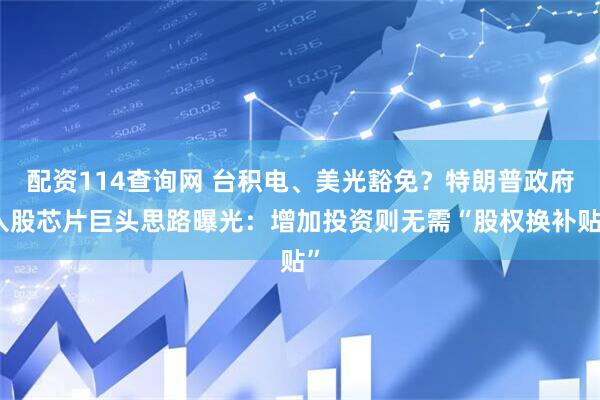配资114查询网 台积电、美光豁免？特朗普政府入股芯片巨头思路曝光：增加投资则无需“股权换补贴”