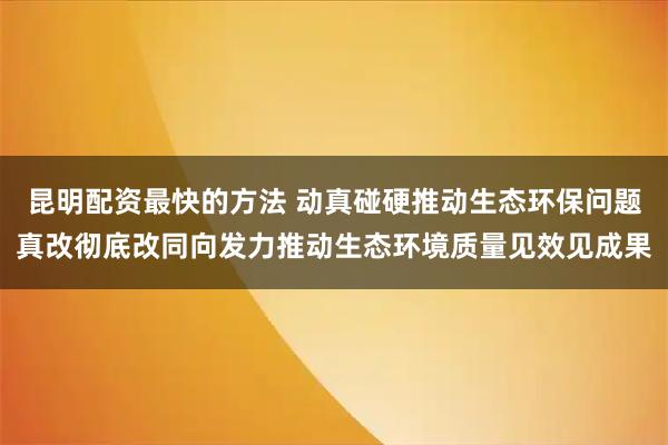 昆明配资最快的方法 动真碰硬推动生态环保问题真改彻底改同向发力推动生态环境质量见效见成果